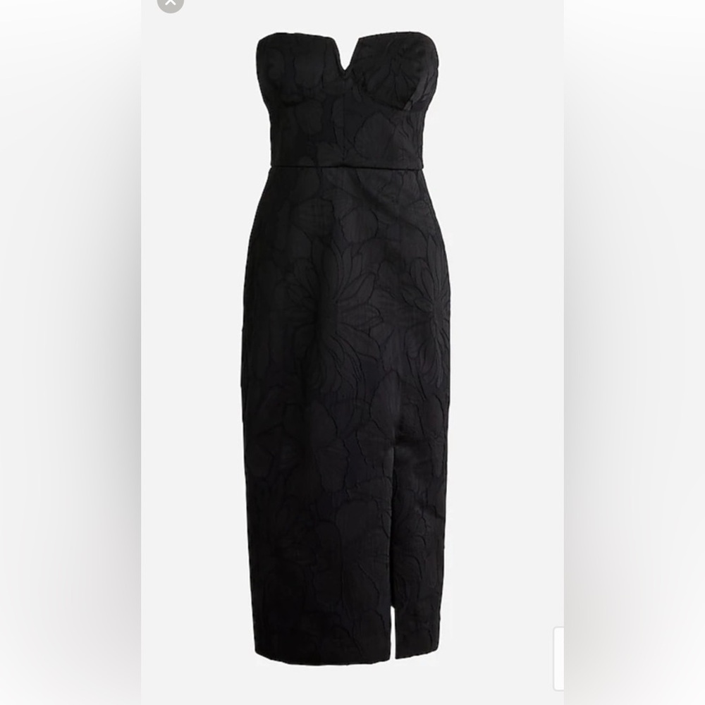 J. Crew Collection Black Jacquard Strapless Dress